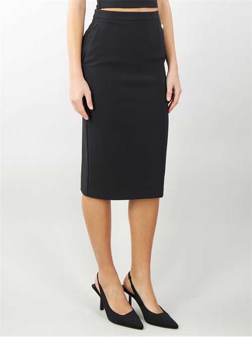 Stretch crepe midi skirt with charms Elisabetta Franchi ELISABETTA FRANCHI | Skirt | GO01041E2110